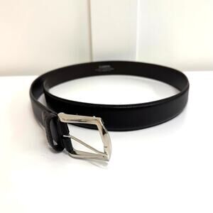 Tardini Brown Textured Genuine Italian Leather Silver Buckle Dress Belt 95 38